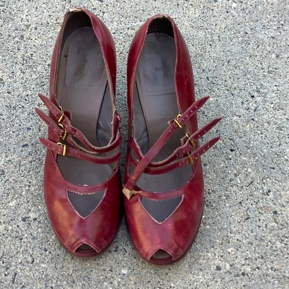 Vintage Maroon Mary Jane Heels.